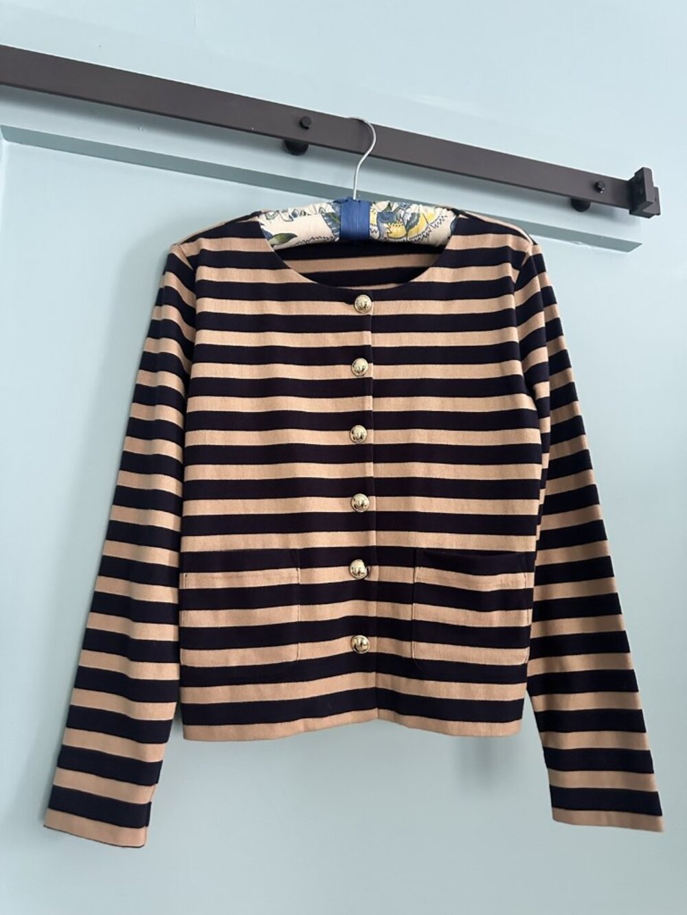 Talbots Black & Rust Striped Blazer 8P